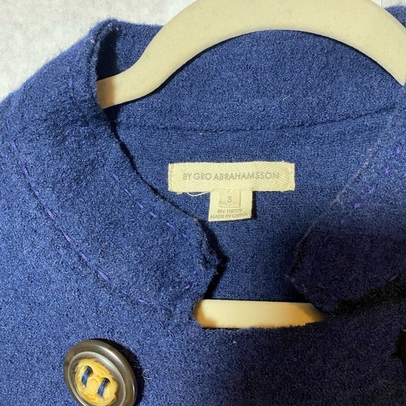 Anthropologie by gro Abrahamson navy boiled wool button jacket size S - Picture 5 of 10